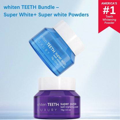 🔥Maximum Whitening Bundle - Teeth Whitening Powder & Vegan Powder - Peroxide-Free, Removes Stains - Daily Brightening Formula - 3-Month Supply